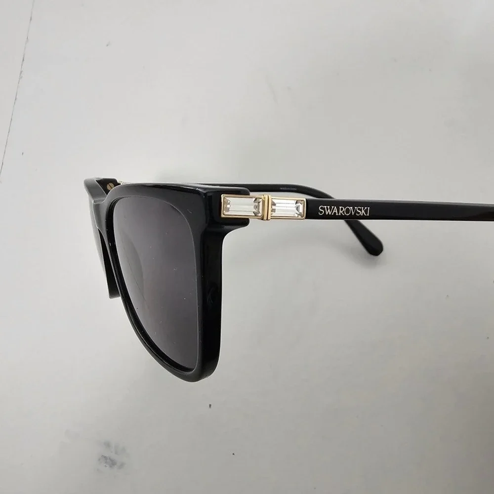 Swarovski Sunglasses Women Black‎ Polarized SK6004 Crystal Gold Accents Luxury ~